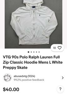 VTG 90s Polo Ralph Lauren White Hoodie