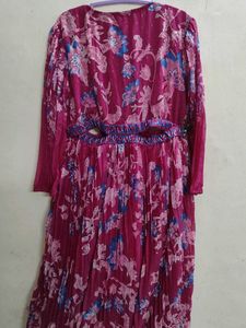 Floral Print Prink Dress Waist Cut