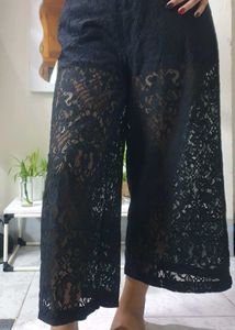 Black Lace Wide Leg Pants