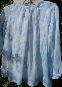 Vintage Blue Geometric Blouse