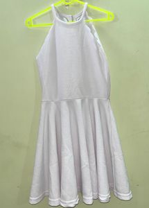 White Halter Fit &amp; Flare Dress
