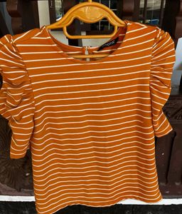 Striped Puff Sleeve Top