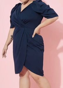 Chic Navy Blue Bodycon Slit Party Dress