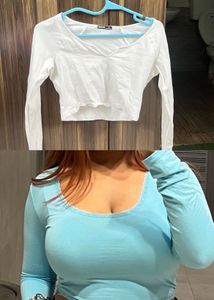 New Bonkers Combo Fitted Long Sleeve Crop Tops