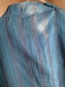 Blue Striped Mandarin Collar Top