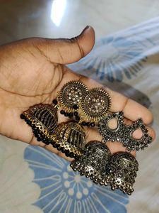 Oxidized Jhumka Earrings[2 Type Earrings] Combo 🎊