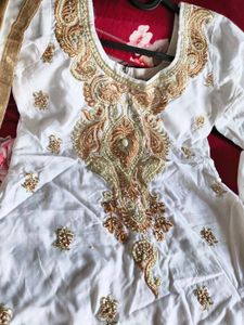 Elegant white patiyala Salwar Suit