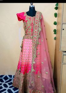 Pink & Gold Embroidered Lehenga Choli