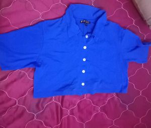 Blue Crop Shirt  (Top)
