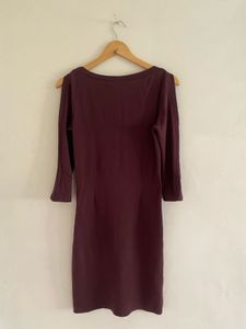 Burgundy Cold Shoulder Dress