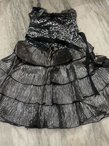 Silver Ruffled Party Dress