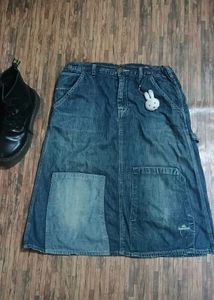 Y2K Vintage Denim Mid Length Skirt For Women