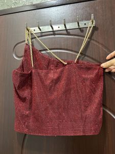 TOKYO TALKIES RED GLITTER PARTY TOP