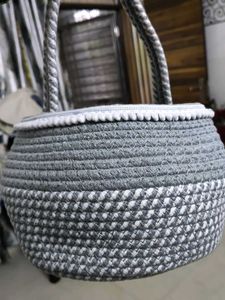 Handmade Gray And White Basket