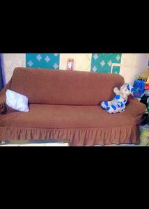 Brown Geometric Sofa Cover