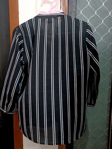 Striped 3/4 Sleeve Shirt For Women