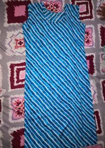 Blue Striped Sleeveless Dress