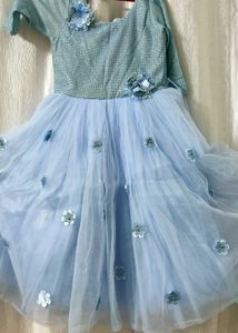 Blue Flower Girl Dress