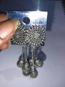 Beutiful Silver Three Layer Latkan Jhumka