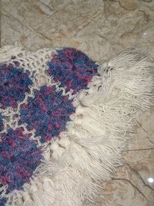 Multicolour Purple Based Wool Poncho