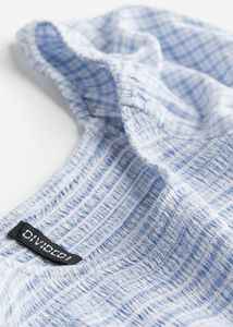 H&amp;M Blue Striped Smocked Square-Neck Dress