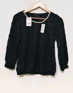 Trendy New  Elegant Black Lace Top