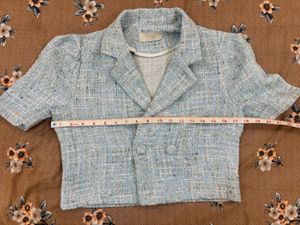 Cropped Tweed Blazer Jacket