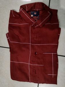 Maroon Checked Casual Shirt