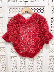 Boho Inspired Red Crochet Shrug B