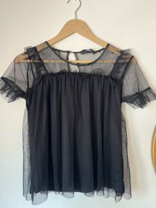 Black Sheer Ruffle Top