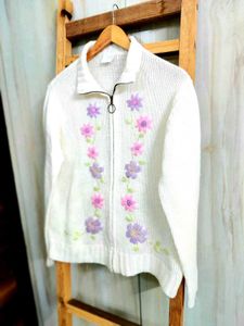 Embroidery Work Offwhite Sweater Size-38-40