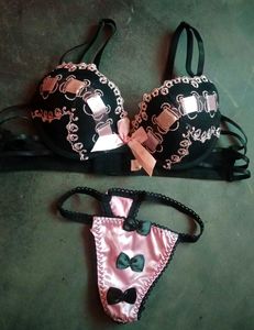 Cute Sexy Black &amp; Pink Lingerie Set