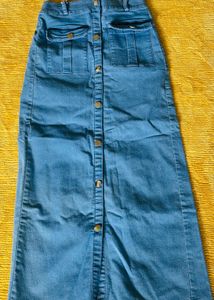 Denim Button-Down Maxi Skirt