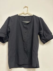 Polka Dot Tie-Front Top &amp; Black To