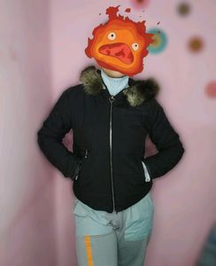 Quilted Puffer Jacket with Detachable Fur