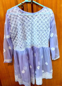 Lavender Embroidered Sheer Top