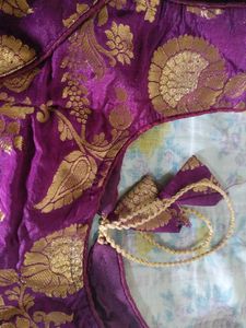 Elegant Purple Brocade Blouse