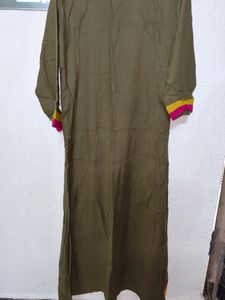 Olive Colour Anarkali Shape Kurta