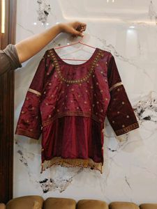 Maroon Velvet Embellished Bridal Lehanga