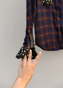 Plaid Print Three Quarter Shirt