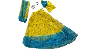 Blue And Yellow Lahenga For Festive Wear ☺️