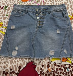 Shein Ripped Denim Mini Skirt