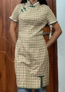 Vintage Inspired Plaid Cheongsam Dress
