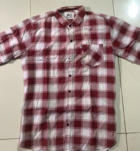 Rusty Red & White Plaid Shirt - Men's Size L