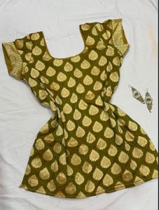 mehendi  green ethnic short kurti