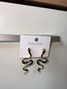 Gold And Black snake Earring