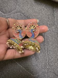 Peacock Jhumka Earrings