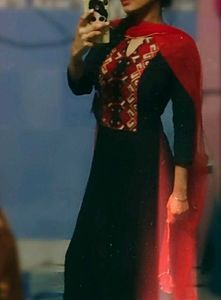 Beautiful Black Long Kurta With Embroidery       L