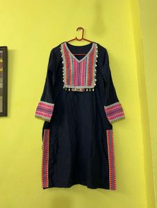 Elegant Navy Blue Kurti Set