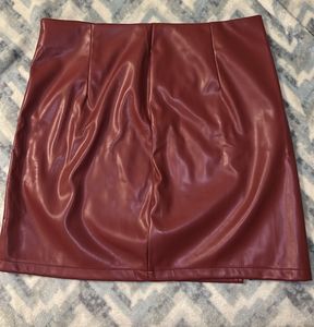 Burgundy Faux Leather Skirt